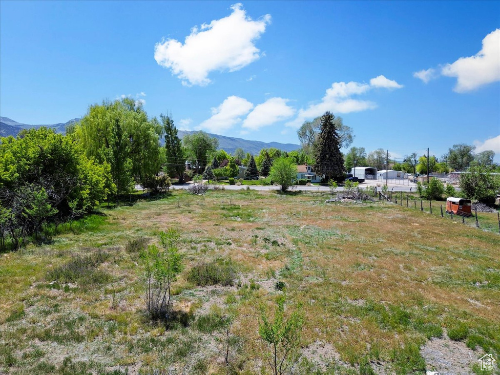 View of yard with a mountain view