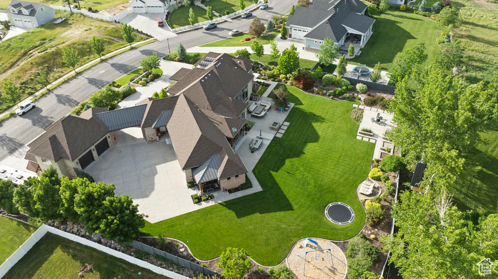 Aerial perspective of suburban area