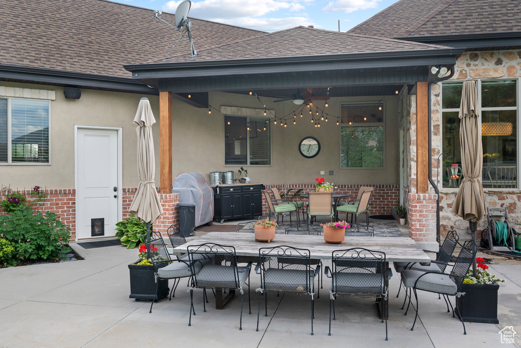 View of patio / terrace featuring outdoor dining space and area for grilling