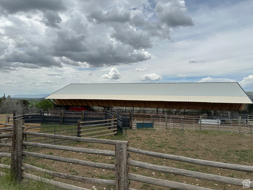 View of outdoor structure with an exterior structure and a rural view