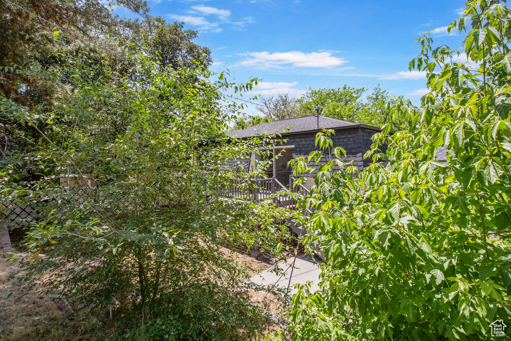 View of yard with a deck