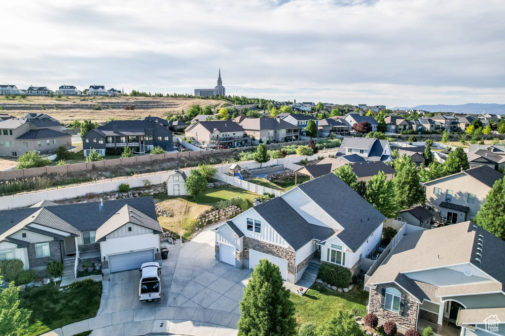 Aerial perspective of suburban area