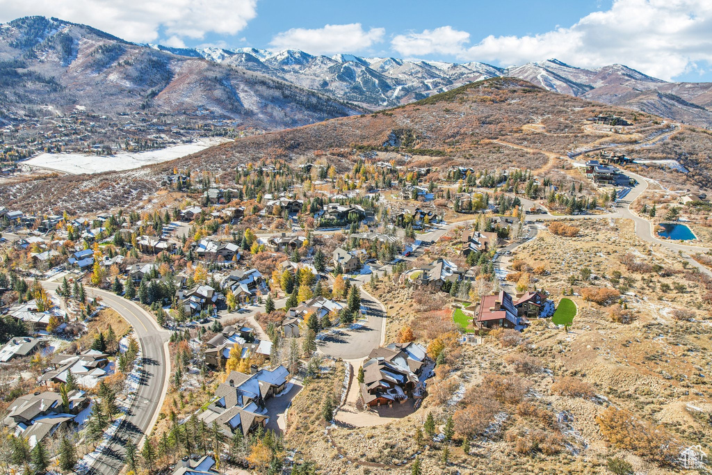 View of mountain background with nearby suburban area