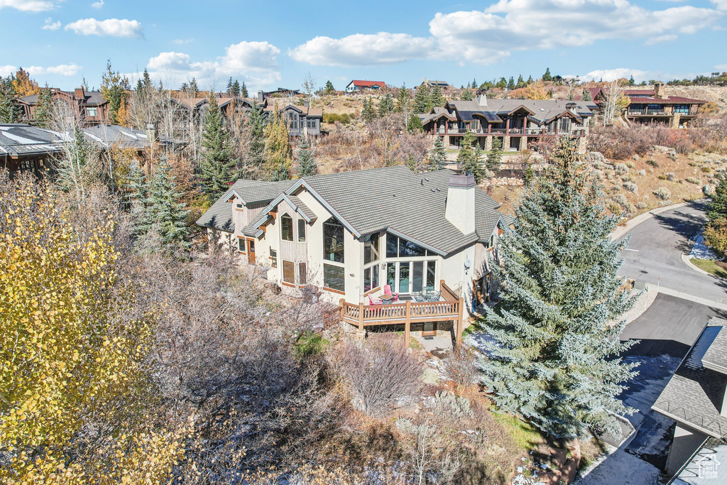Aerial perspective of suburban area
