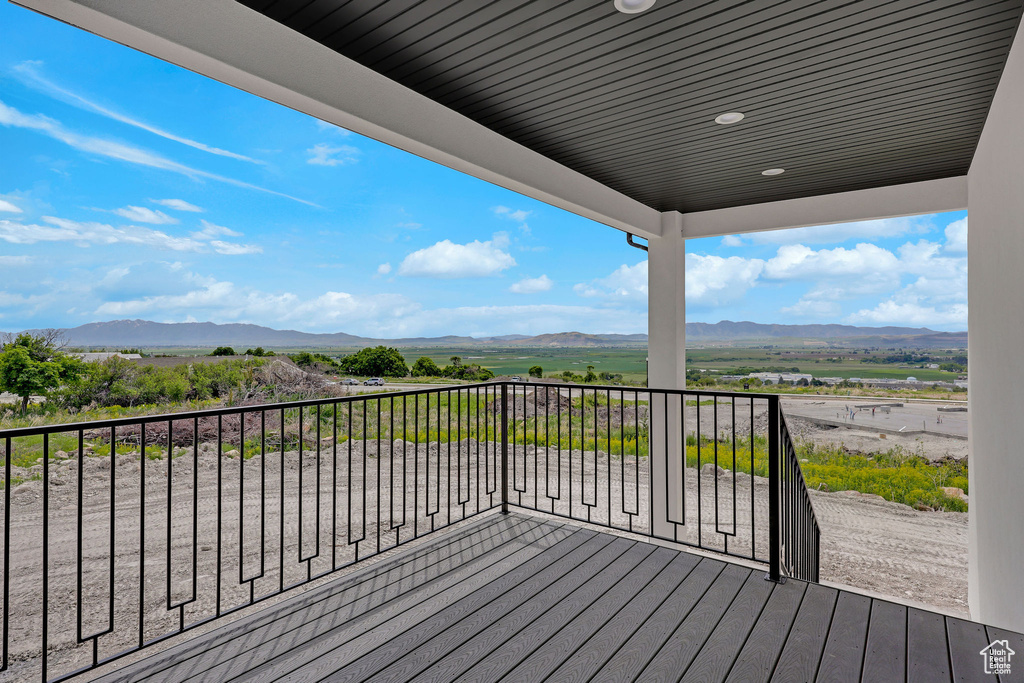 Wooden terrace with a mountain view