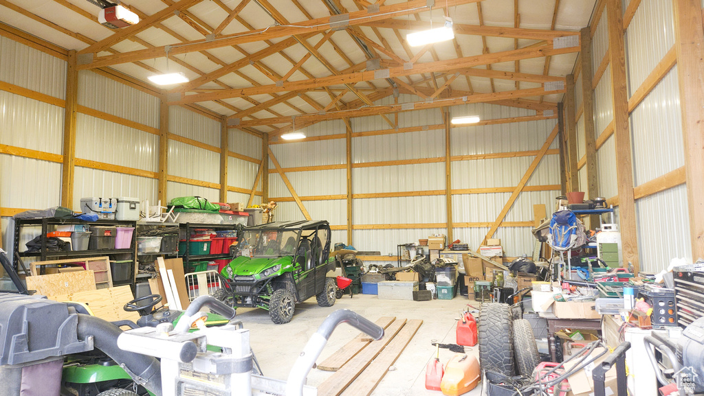 Garage with metal wall