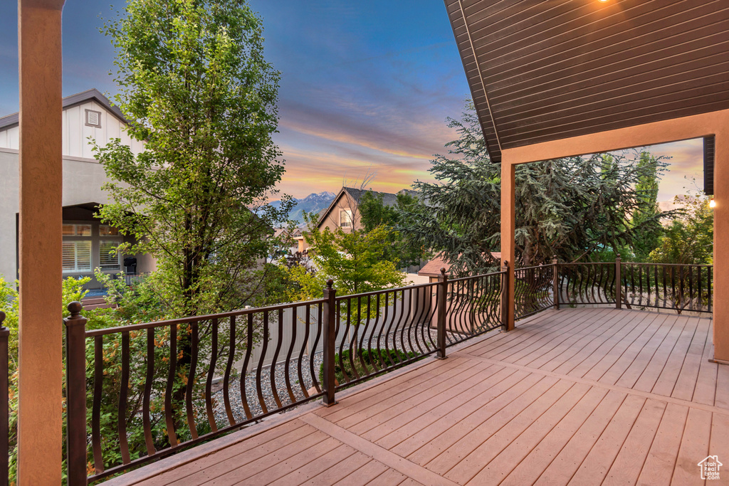 View of deck at dusk