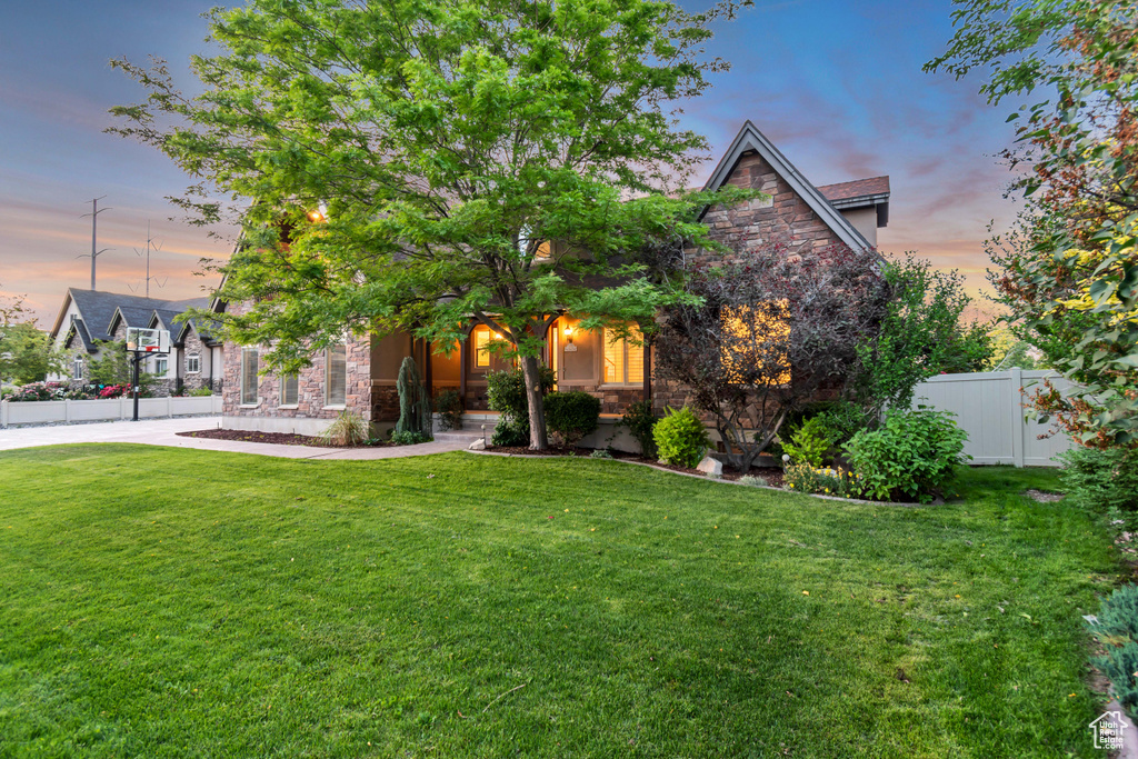 View of front of property featuring stone siding