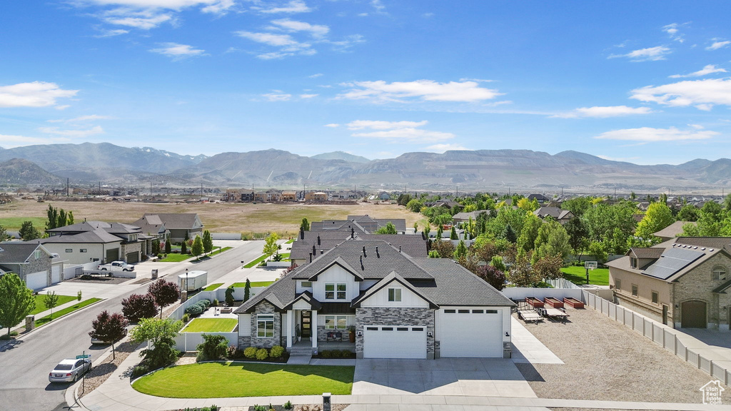 Mountain view featuring nearby suburban area