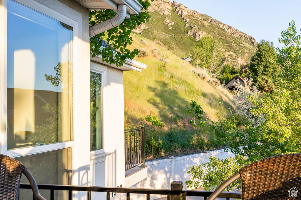 Balcony with a mountain view