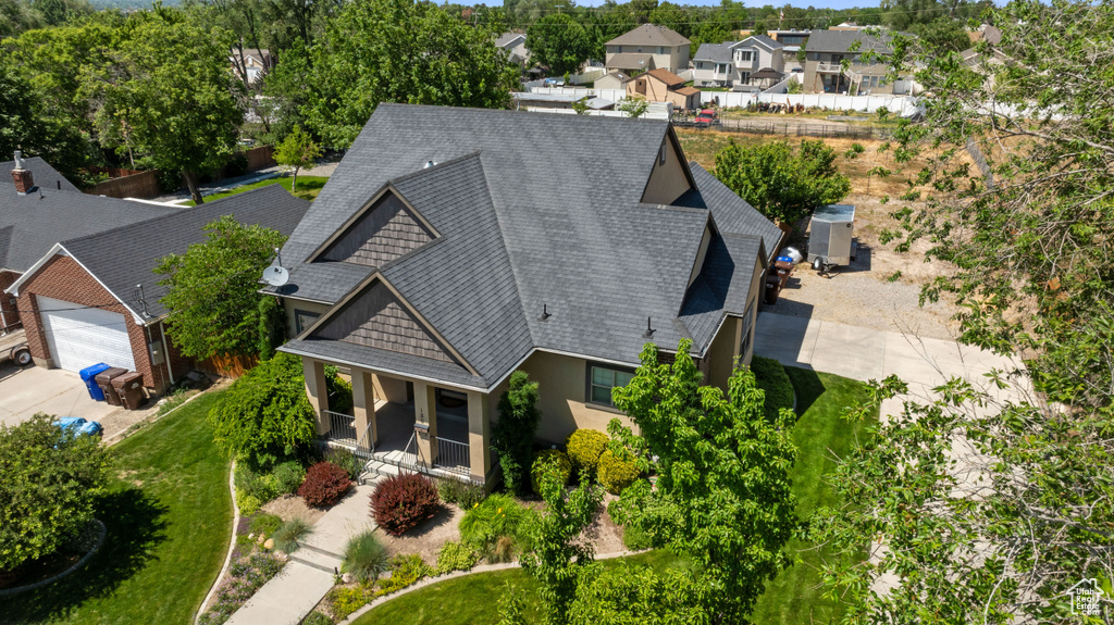 Aerial perspective of suburban area