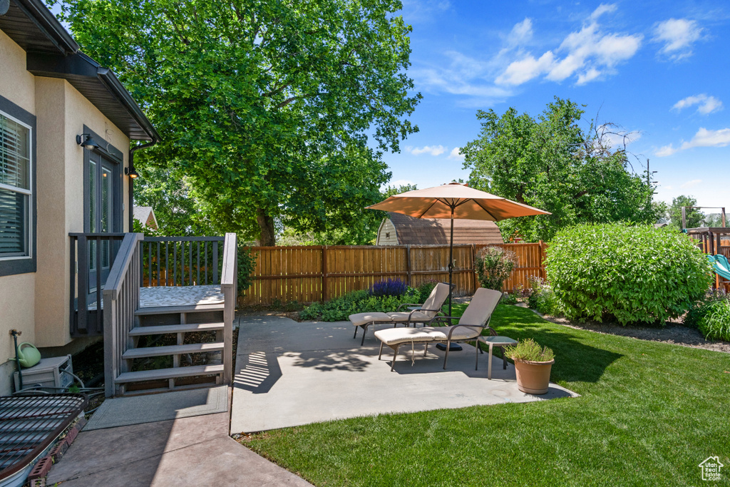 View of yard featuring a patio area