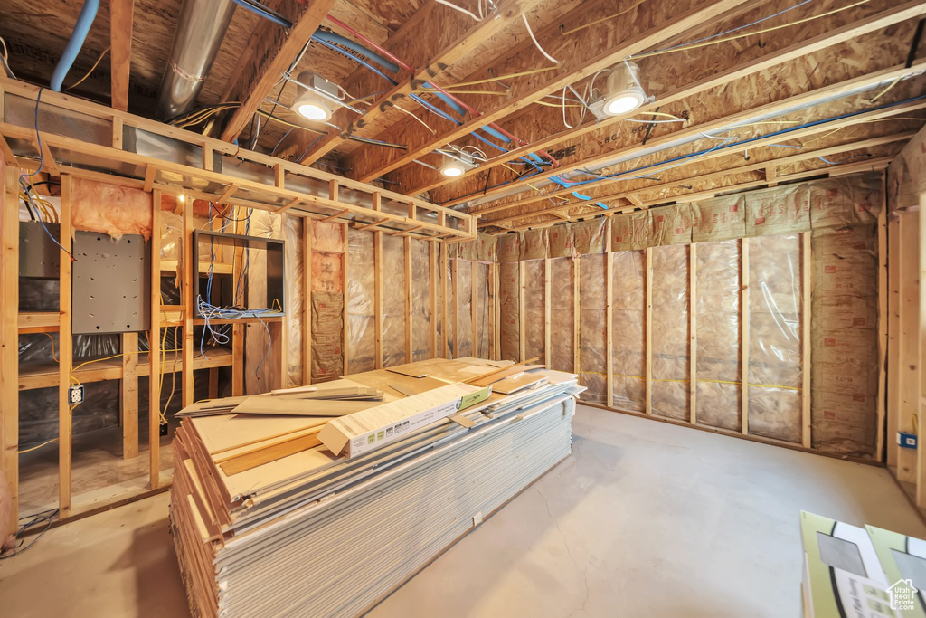 View of unfinished basement