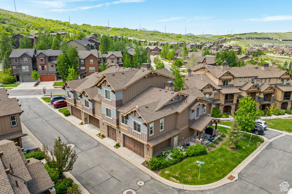 Aerial perspective of suburban area