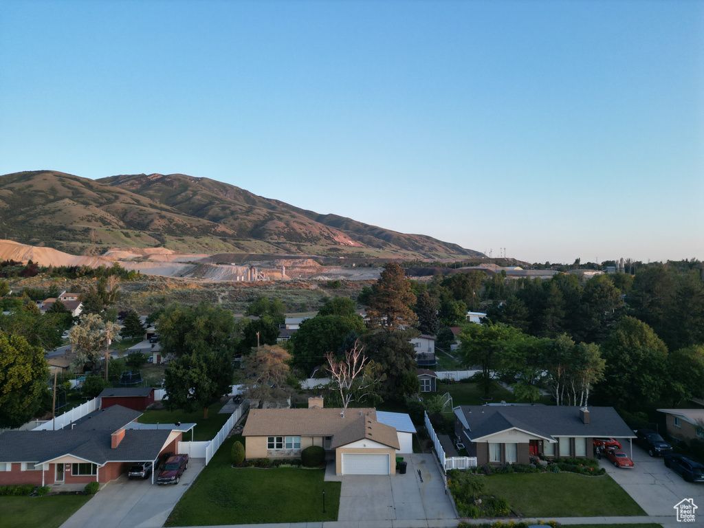 View of mountain backdrop with nearby suburban area