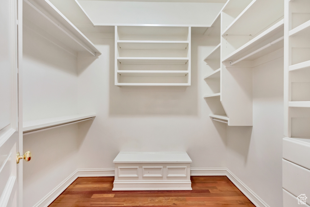 Walk in closet featuring hardwood / wood-style floors