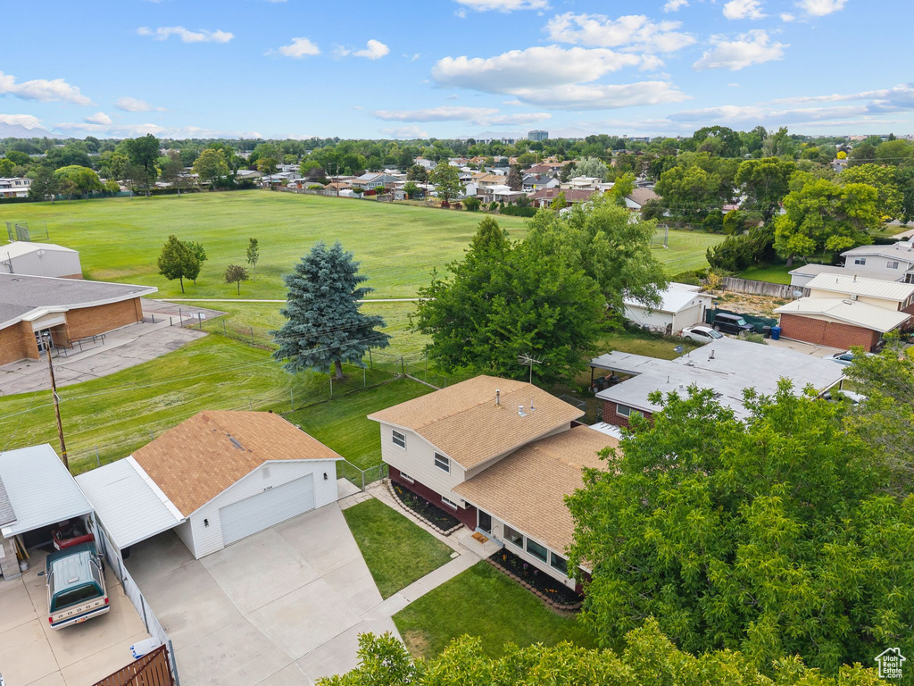 Aerial perspective of suburban area