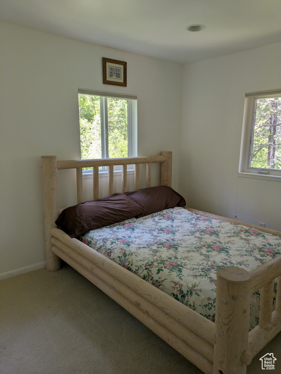 Bedroom with baseboards and carpet flooring