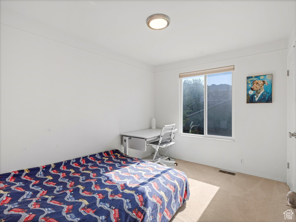 Bedroom with carpet floors