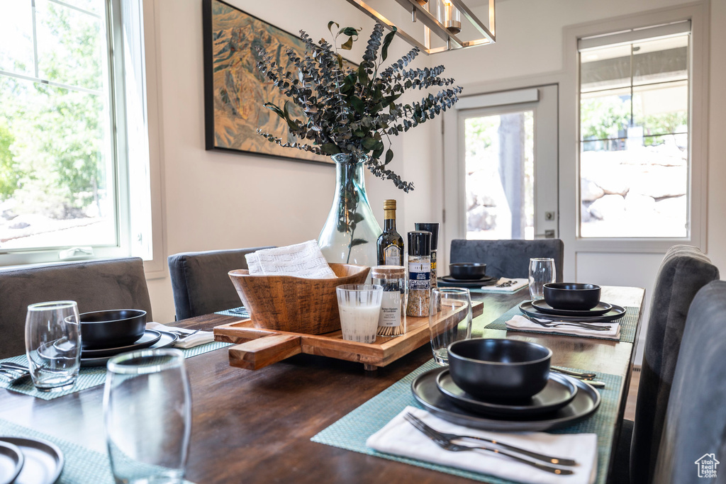 Dining room with wood finished floors