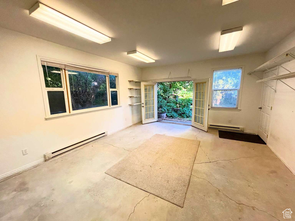 Garage with baseboard heating