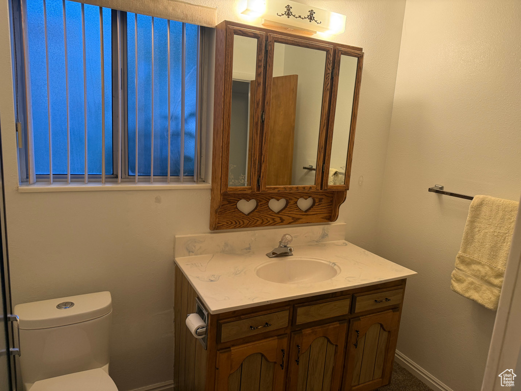 Bathroom featuring vanity and toilet