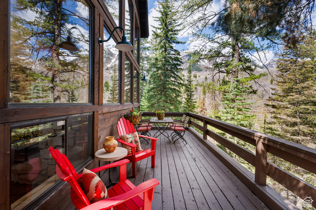 View of wooden deck