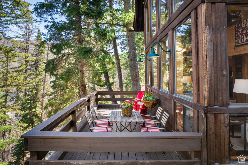 View of wooden deck