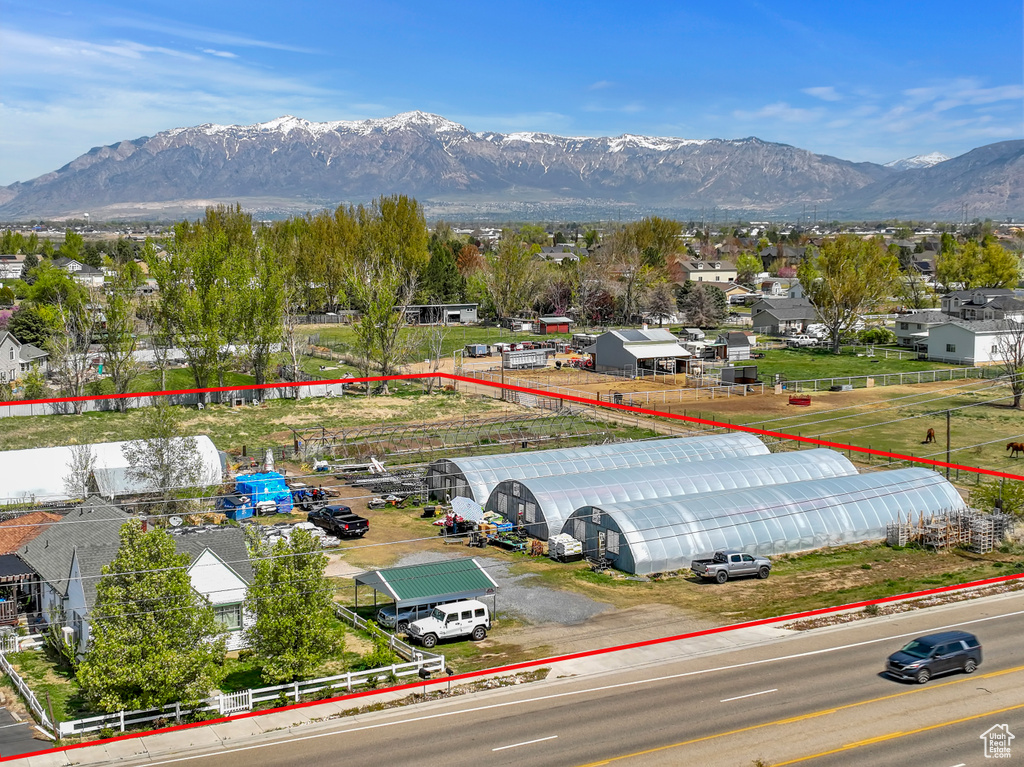 View of property location with mountains and property parcel outlined