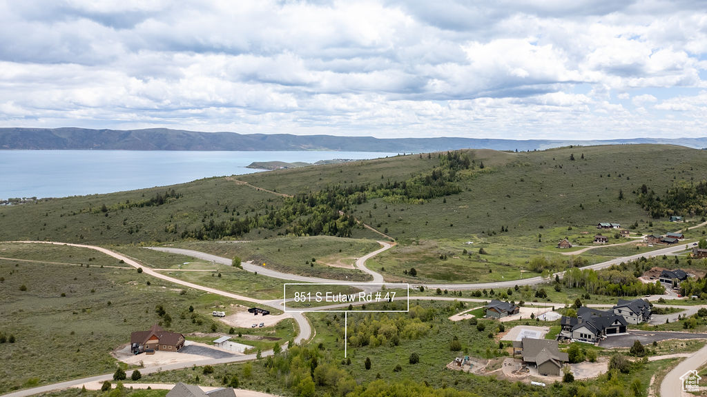 Drone / aerial view of a water and mountain view