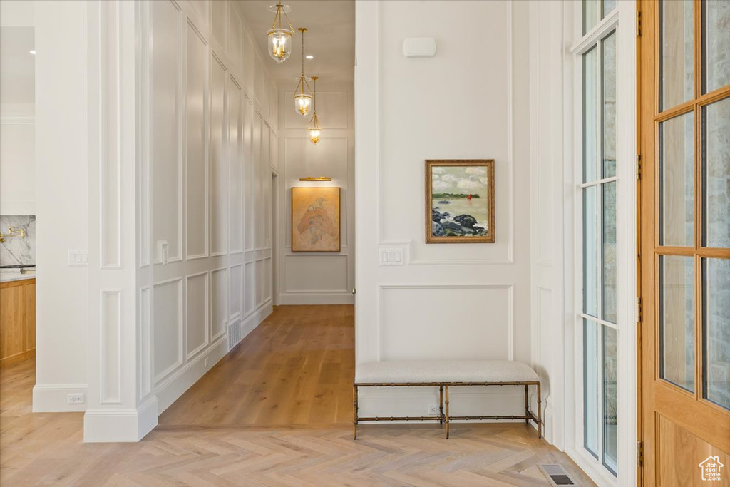 Hall with a decorative wall