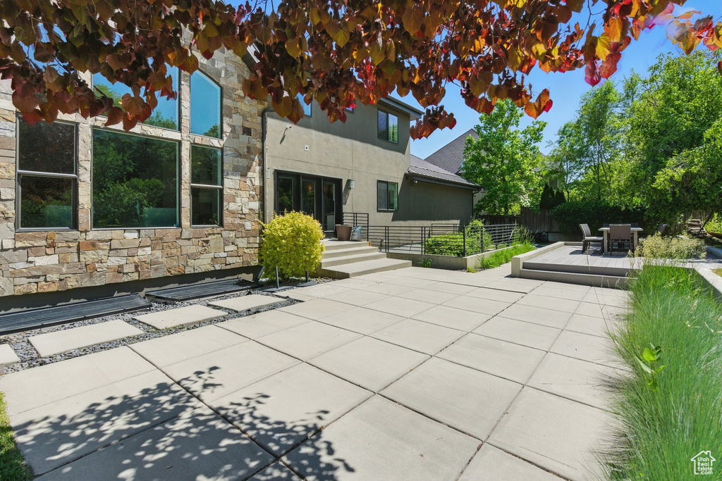 View of patio featuring outdoor dining area