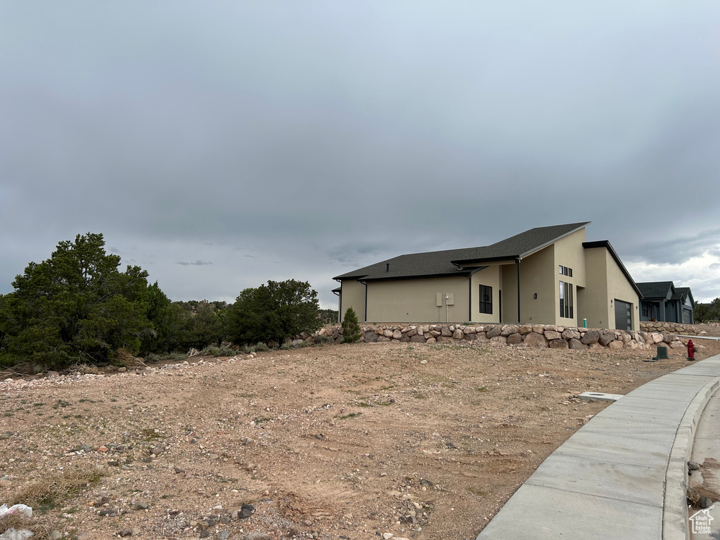 View of home's exterior with stucco siding