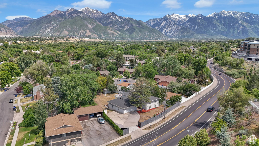Aerial view of a mountainous background