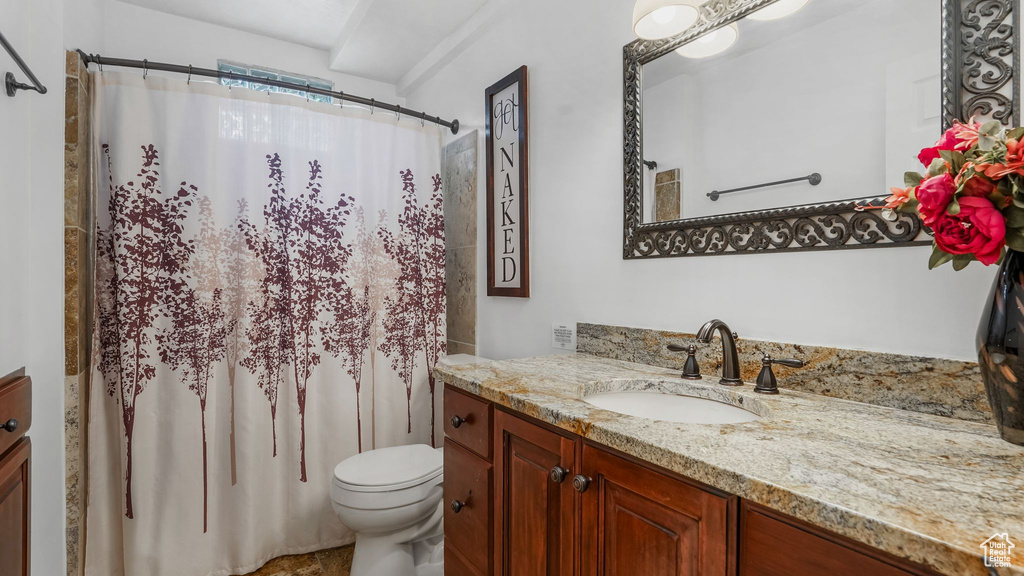 Bathroom with vanity and toilet