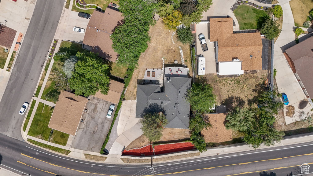 Aerial perspective of suburban area