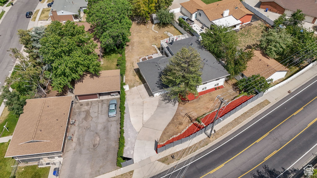 Aerial perspective of suburban area