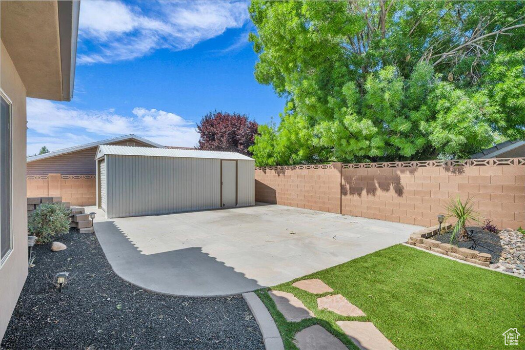 Garage with a storage shed
