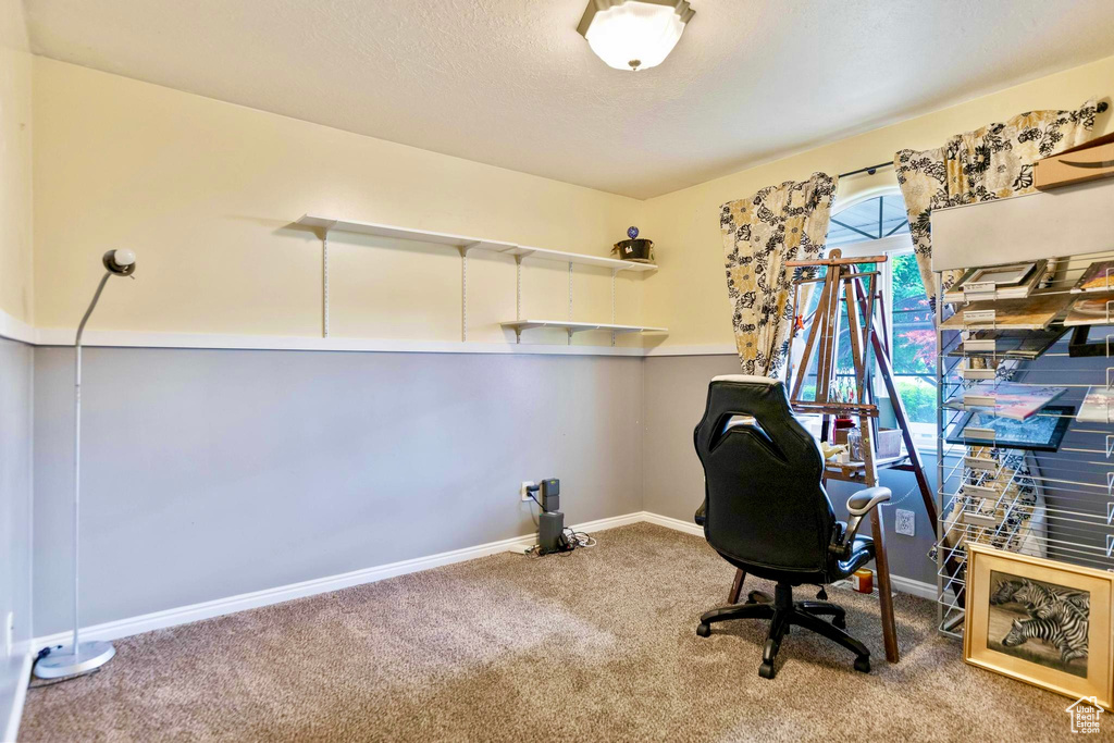 Office area with carpet floors and baseboards