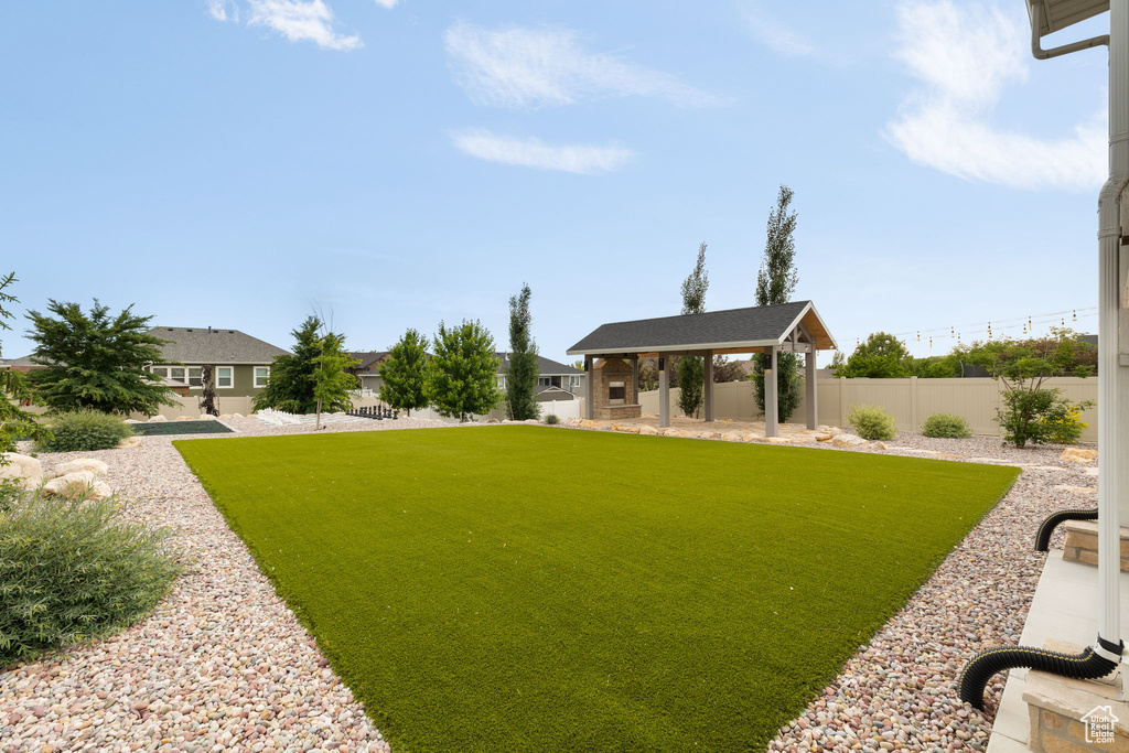 View of yard featuring a gazebo