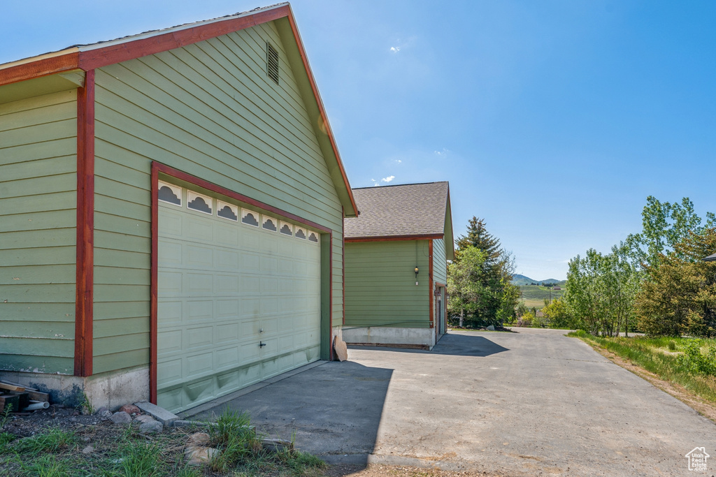Garage with driveway