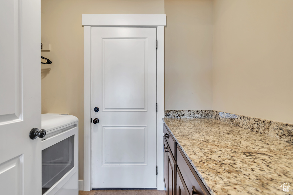 Washroom with cabinet space