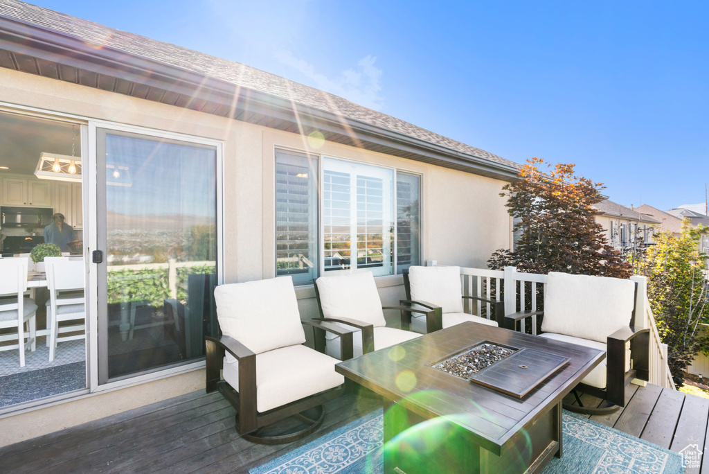 Deck with a fire pit