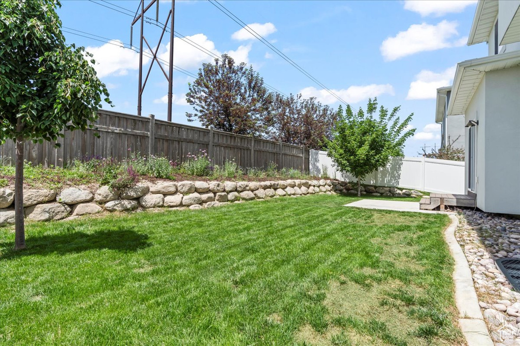 View of yard with a patio area