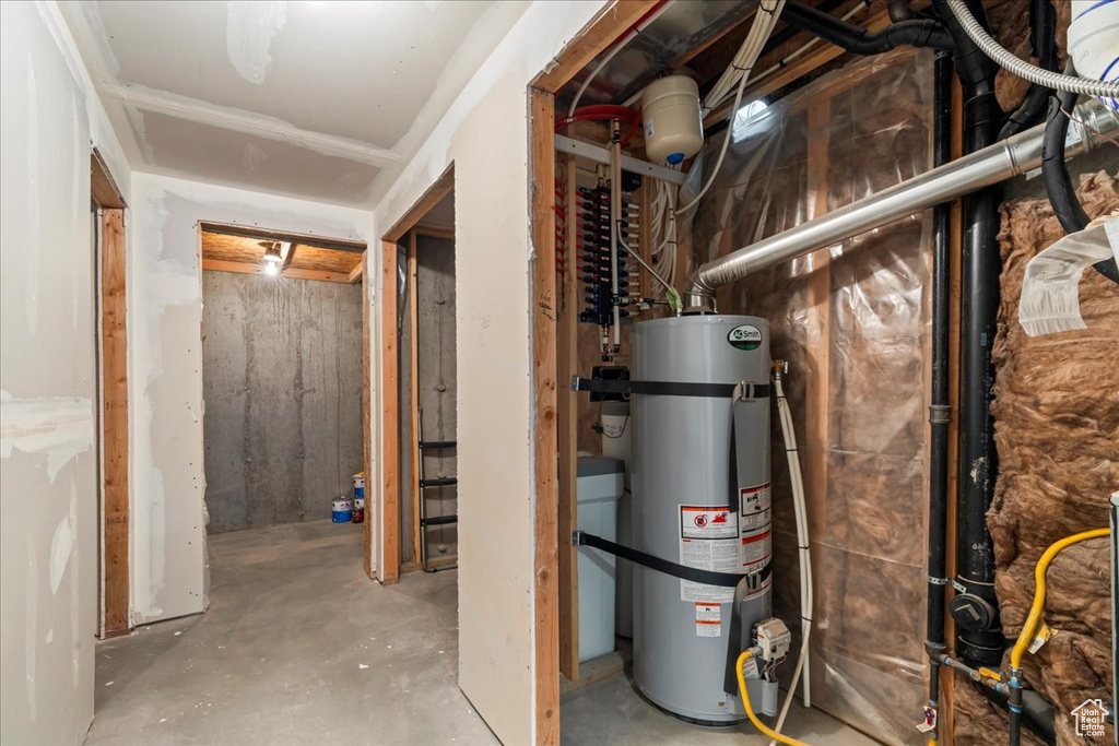 Utility room with secured water heater