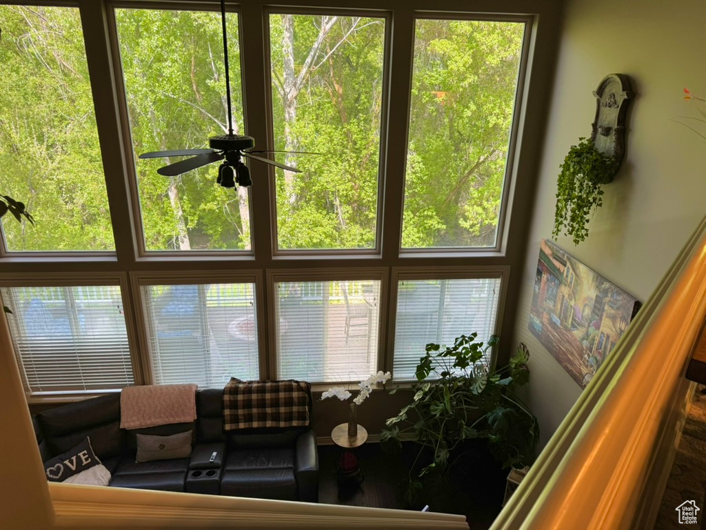 Living room with ceiling fan