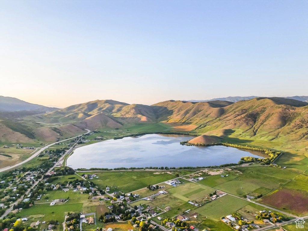 View of mountain background featuring a nearby body of water