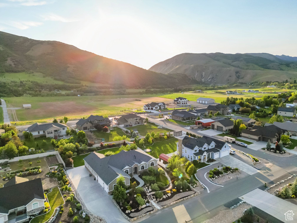 Mountain view featuring nearby suburban area