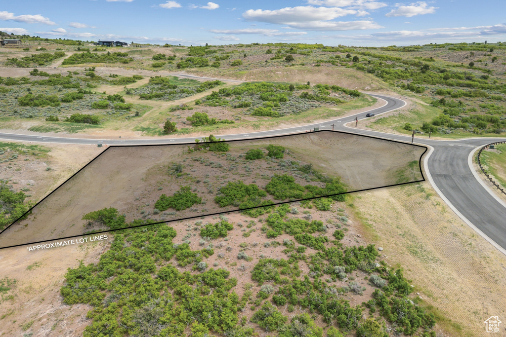 Overview of rural landscape featuring property parcel outlined