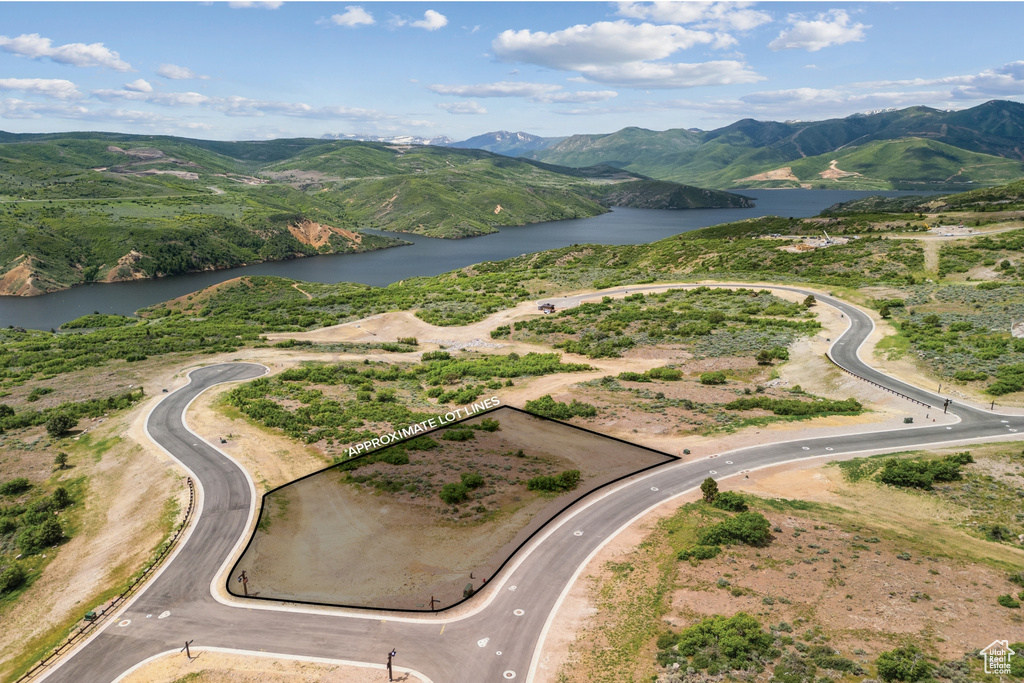 Drone / aerial view of a water and mountain view